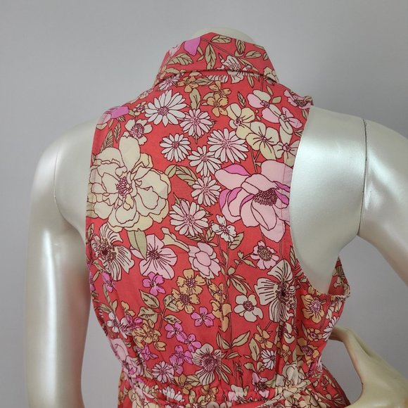 B.O.G Collection Pink Floral Wide Leg Sleeveless Jumpsuit Size M - Picture 10 of 16